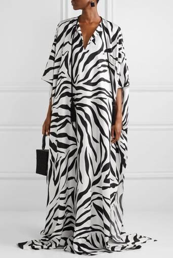 Oscar De La Renta Oversized Relaxed Fit Silk Gown Print Size 8