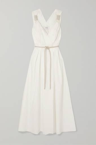 Nanushka - Lilith vegan leather-trimmed cotton-poplin maxi dress in White (size 8) NEVER WORN!