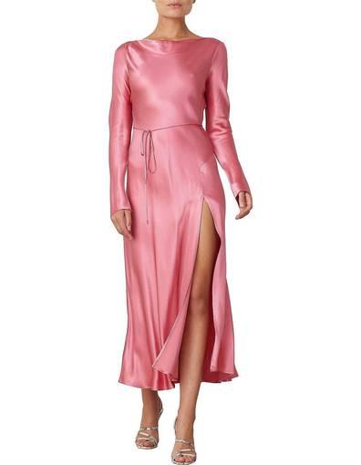 Bec and Bridge Pink Vision of Love Midi Bias Silk Dress 