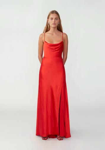 Fame & Partners Red Strappy Draped Gown  Size 10
