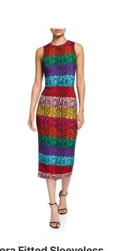 Alice & Olivia Delora rainbow snake dress, size 0