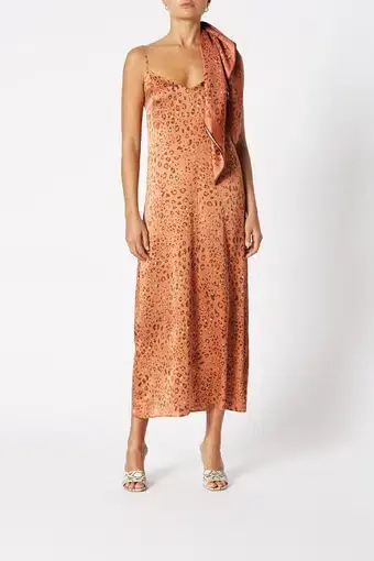Scanlan Theodore Silk Leopard Slip Dress & Scarf Print Size 10