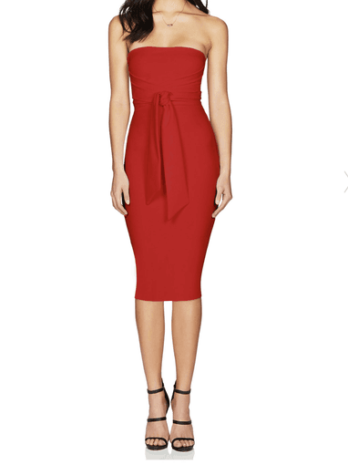Nookie Royal Strapless Midi Red Size 8