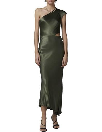Bec + Bridge Delphine Asymmetric Midi Dress in Fern - Size 6