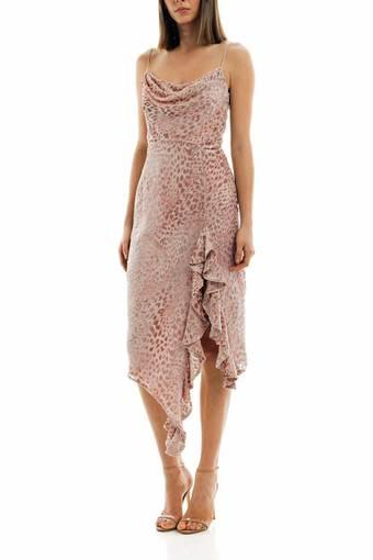 Misha Collection Emilia Midi Dress Blush Leopard Print Size XS / AU 6