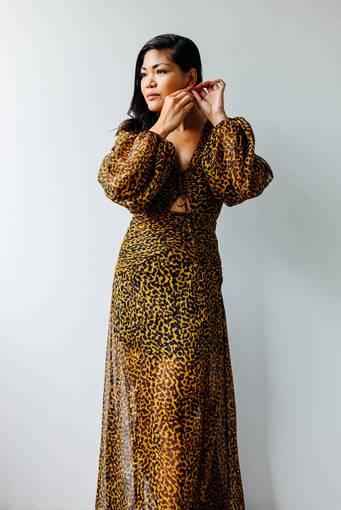 Shona Joy  Raphael Ruched V Neck Maxi Dress Size 8