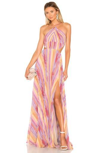 Amur Janet Halter Gown Pink Multi Size 8