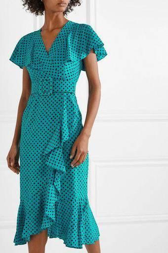 designer Michael Kors Collection silk spot dot midi cocktail dress 