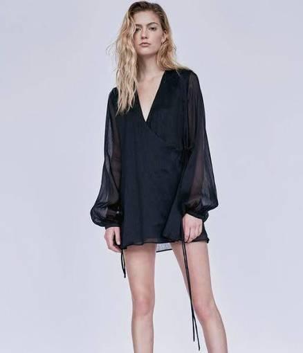 Matin, Westbourne Mini Wrap Dress, Black, size 8