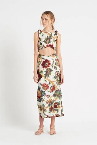 Sir The Label Ambroise Knot Crop and Midi Skirt Set Print