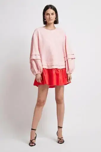 Aje Quietude Long Sleeve Mini Dress Red/Pink Size 4