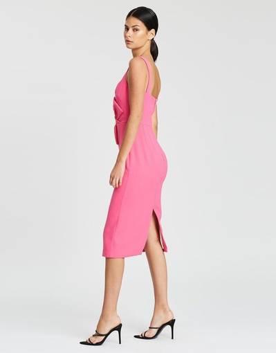 By Johnny Belle Bow V MIDI Dress deep pink size 10