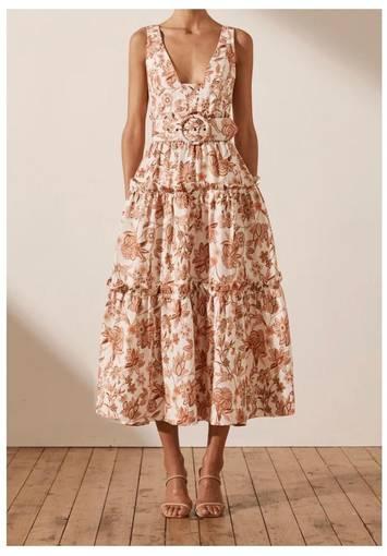 Shona Joy Carolina Tiered Midi Dress Print Size 8