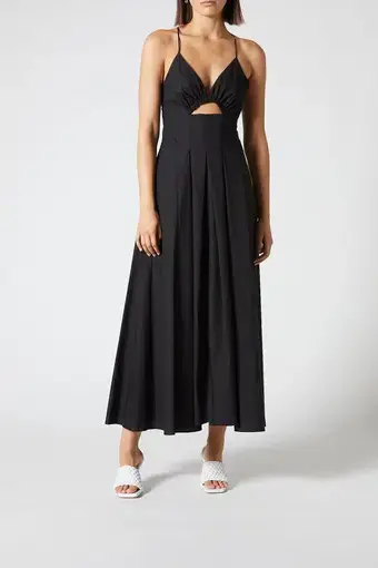 Scanlan Theodore Cotton Strappy Midi Dress Black Size 6