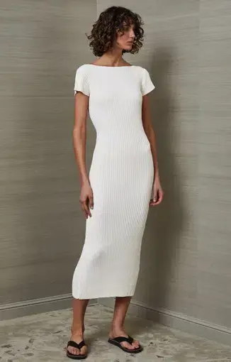 Bec & Bridge Millie Midi Knit Dress White Size 6