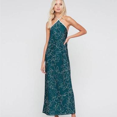 MAGGIE MARILYN Pining For You Printed Crepe Halterneck Dress In Green