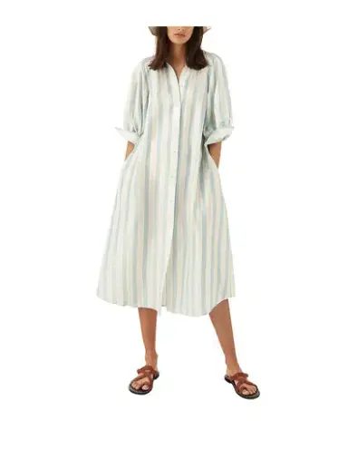 Oroton Silk Stripe Midi Dress with Matching Silk Belt Print Size 8