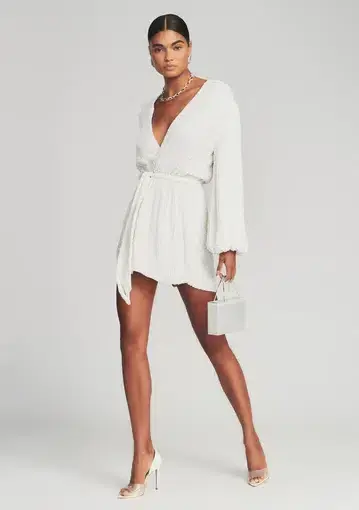 Retrofete Gabrielle Wrap Sequin Dress White Size 8