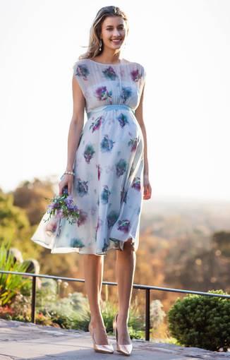 TIFFANY ROSE  Maya Gown - Dusky Blue Floral Size 12