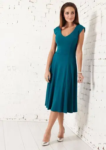 Alie Street Olivia Midi Dress Kingfisher Blue Green Size 12