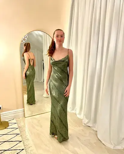 Rat & Boa Alessandra Dress Metallic Green Size 10 