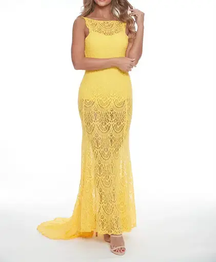 Princely Jonquil Lace Gown Yellow Size 8 