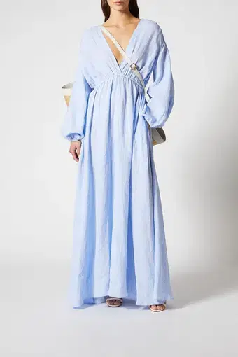 Scanlan Theodore Italian Linen Low Back Dress Blue Size 8