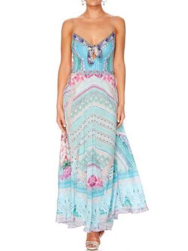 CAMILLA - Garden State Long Dress With Tie Front