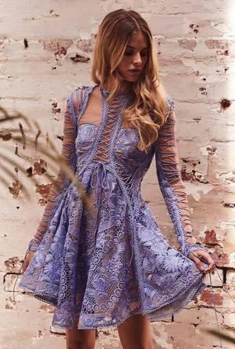 Thurley Bluebell Lace Dress Blue Size 10