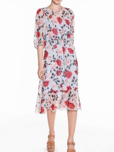 Veronika Maine Vivid Rose Midi Dress Print Size 10