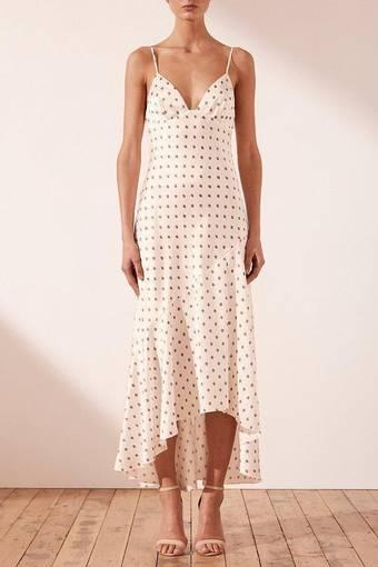 Shona Joy Luciana Bias Frill Midi Dress Print Size 6