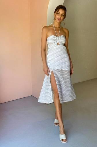 Suboo Verse Shirred Strapless Dress White Size 6