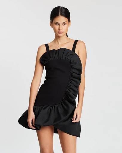 By Johnny Structured Ruffle Mini Dress Black Size 8