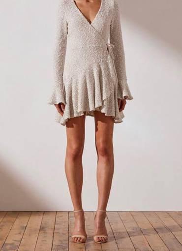 Shona Joy Aimee Frill Dress Cream Size 8