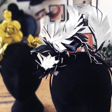 Millinery Jil - Black and White Feathers 