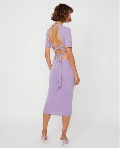 Suboo Asha Lurex Cut Out Midi Dress Purple Size 6