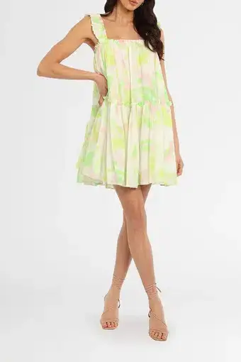 Steele Clementine Mini Dress Green/Print Size 6 