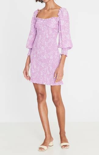 Faithfull The Brand Gombardy Mini Dress Stevie Floral Lavender Size 8