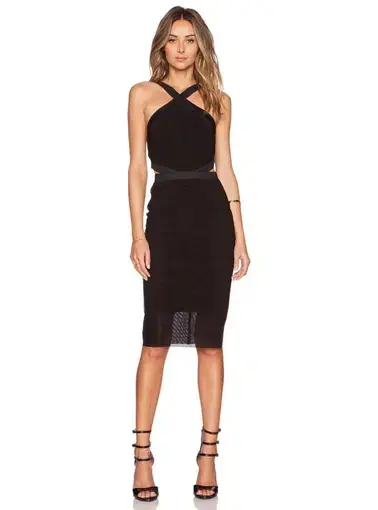 Bec & Bridge Parallel Cut Out Dress Black Size AU 6