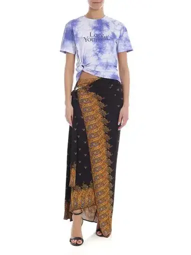 Paco Rabanne Stretch Jersey Wrap Skirt & Lose Yourself Tie Dye Shirt Set Print Size 8