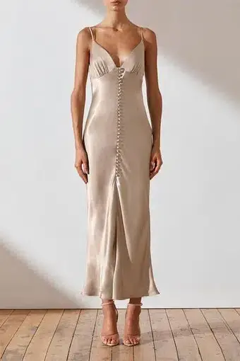 Shona Joy La Lune Bias Slip Dress Gold Size 8