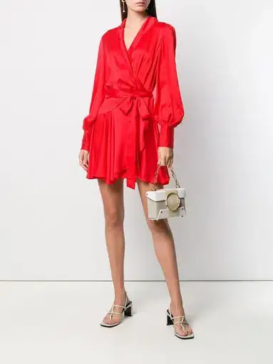 Zimmermann Silk Wrap Mini Dress Jaffa Red Size 0P / Au 6