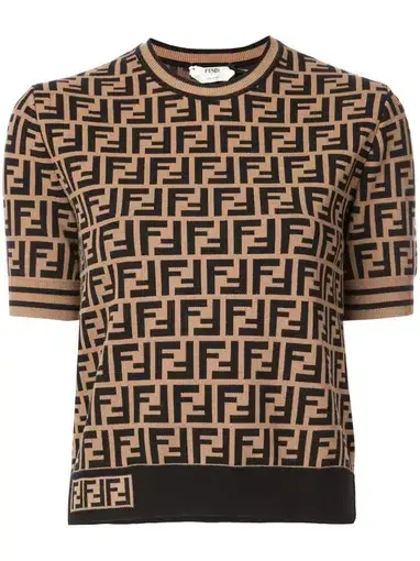 Fendi FF Print Knitted Top Size 36