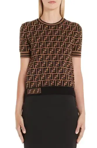 Fendi FF Print Knitted Top Size 36