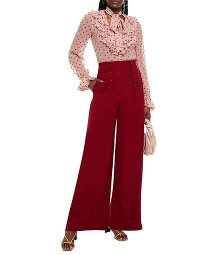 Zimmerman Button-detailed Crepe Wide-leg Pants Red Size 2
