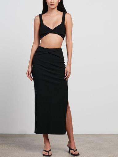 Bec & Bridge Clover Crop Top and Midi Skirt Set Black Size 10