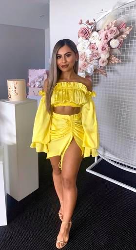Khirzad Femme Gitana Top And Roma Runch Skirt Set Yellow Size 6