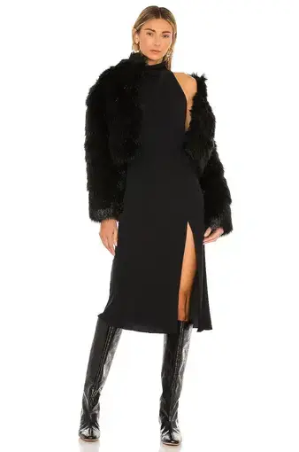 Nookie Tatiana Fur Crop Jacket Black Size 10