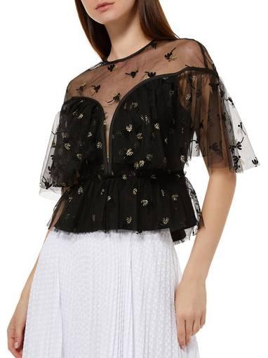 Alice McCall Moon Lover Sheer Floral Embroidered Blouse Black Size 10