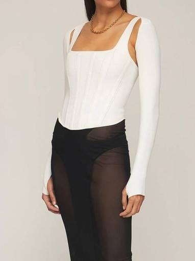 Dion Lee Ivory Pointelle Corset LS Top White Size 6